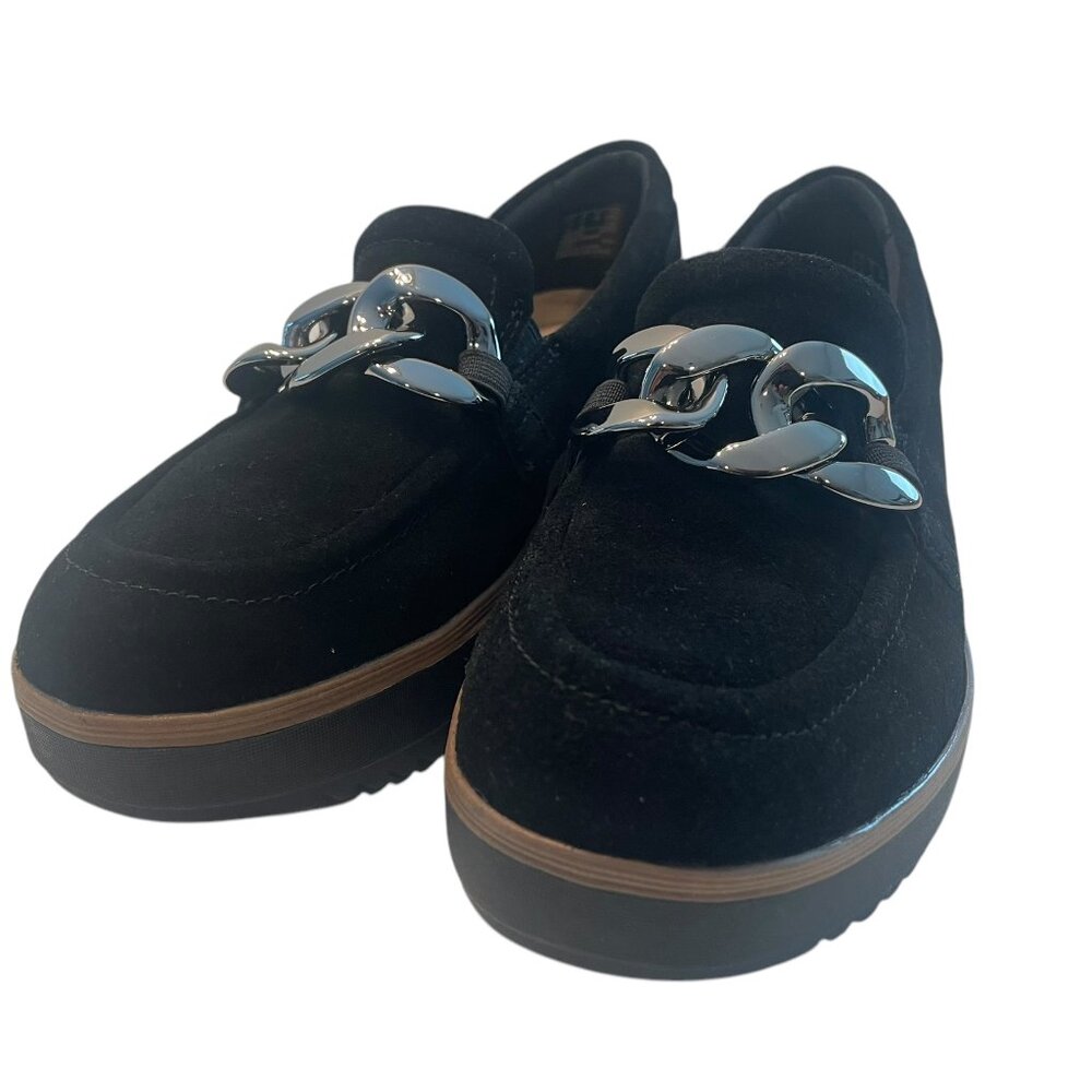 Clarks Women's Zylah May Black Suede Slip On Round Toe Loafer 26180110 Size 7.5